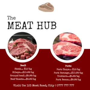 Butchery Meat Prices Circular Red White Square