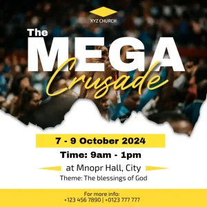 Church crusade yellow torn bold square flyer