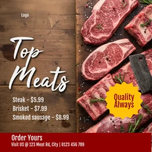 Top meats butchery overhead read square