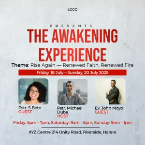 Church Revival Program White Red Square