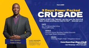 Crusade church gold blue facebook post