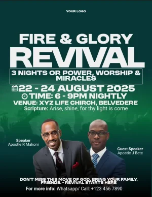 Revival Church Service Green Dark Bold Flyer