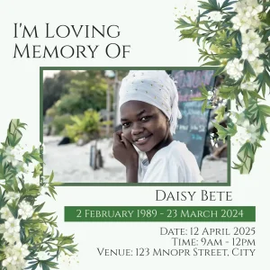 Memorial service Green White Square Flyer