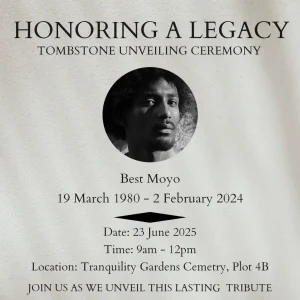 Tombstone Unveiling Black White Square Flyer