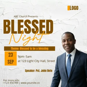 Blessed All Night Prayer Brown Orange Square Flyer