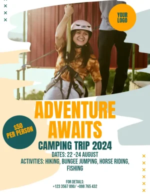 Camping Site Activities Brush Orange Green Flyer