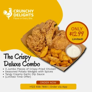 Crispy Fried Chicken & Wedges Combo Square Flyer