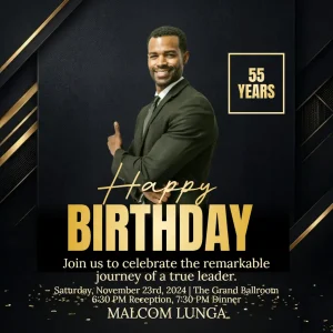 Birthday Celebration Dark Golden Classy Bold Square Flyer