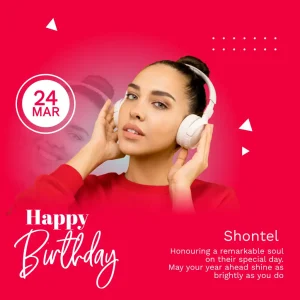 Birthday Crimson Gradient Overlay Square Flyer