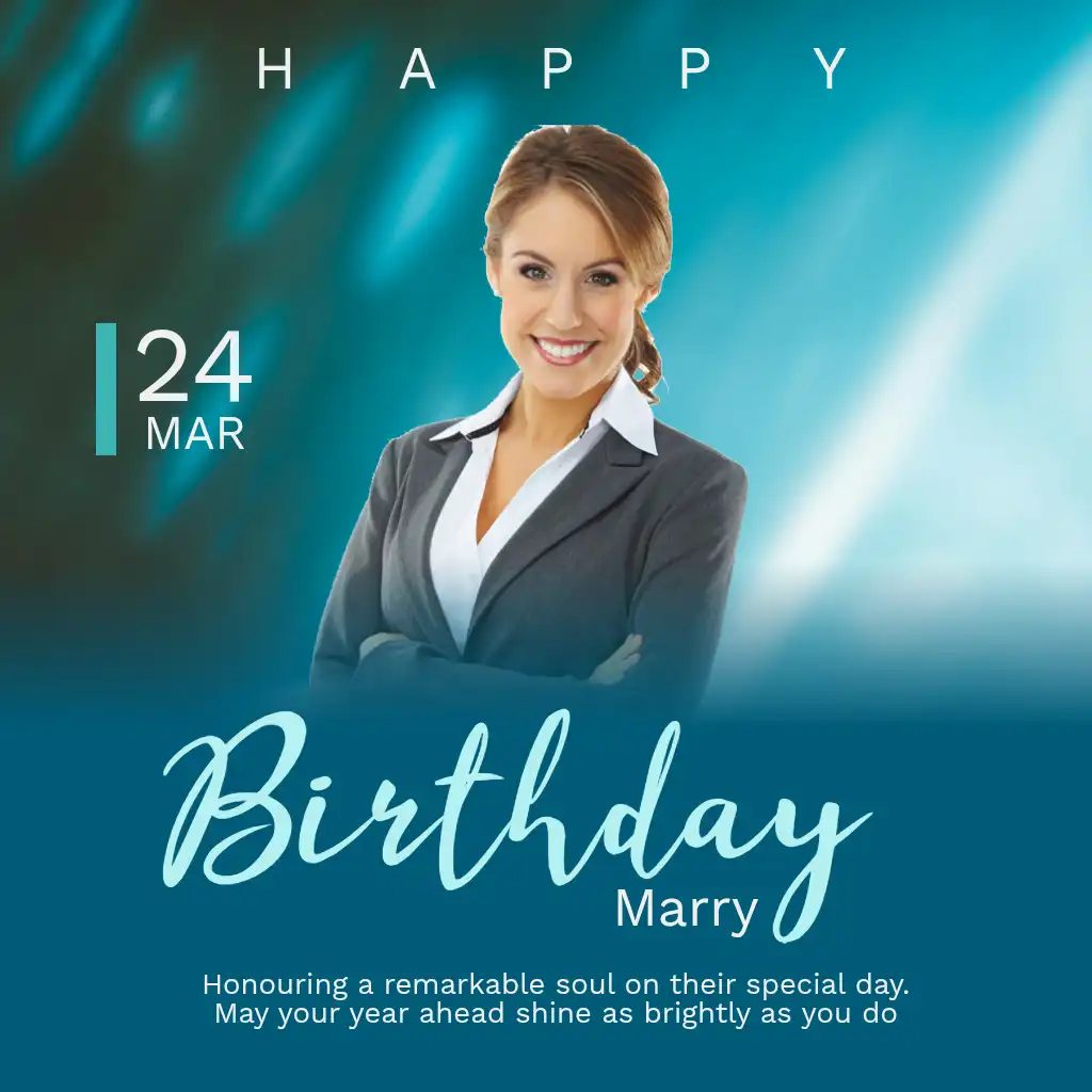 Birthday Cutout Turquoise Calligraphy Square Flyer