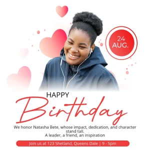 Birthday hearts warm script square flyer