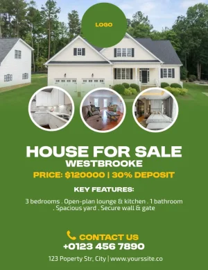 House for Sale Green Gold Bold Flyer