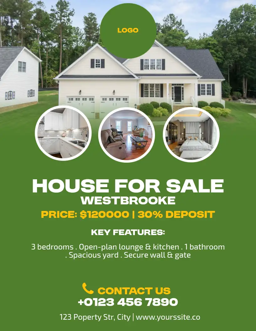 House for Sale Green Gold Bold Flyer