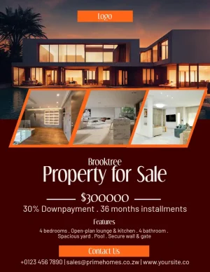 Property for Sale Dark Red Orange Elegant Flyer