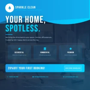 Sparkle Clean Services Blue Wavy Modern Square